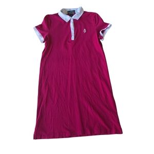 Ralph Lauren RL Lauren Active Pink V-Neck Polo Mini Dress Size L